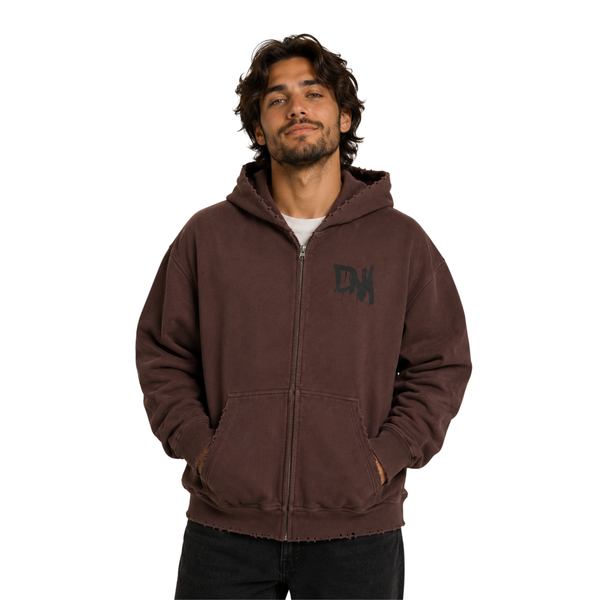 The Overspray Zip Up Hoodie - Tobacco Brown