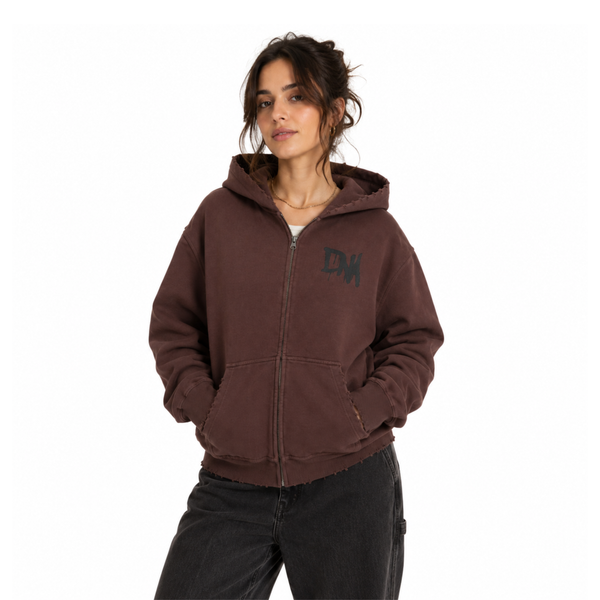 The Overspray Zip Up Hoodie - Tobacco Brown