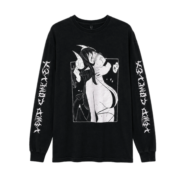 Black Anime Graphic Long Sleeve Tee