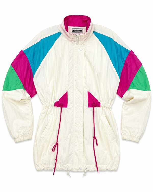 Westbound Cream/Colorblock 80s Mid-Length Windbreaker