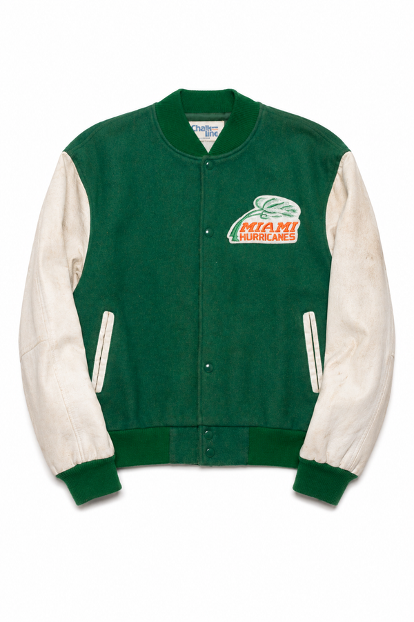 Rare Vintage Miami Hurricanes Wool & Leather Varsity Jacket