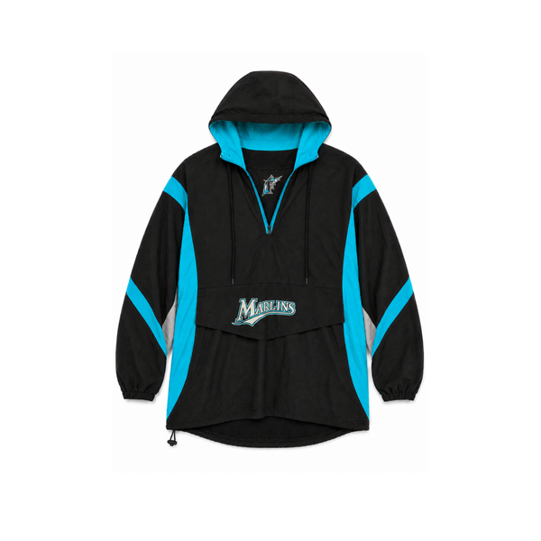 Vintage Florida Marlins Black & Teal Pullover Windbreaker Jacket