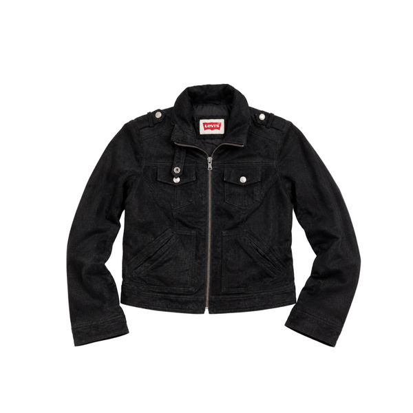 Levi's Black Genuine Leather Moto-Style Cropped Jacket