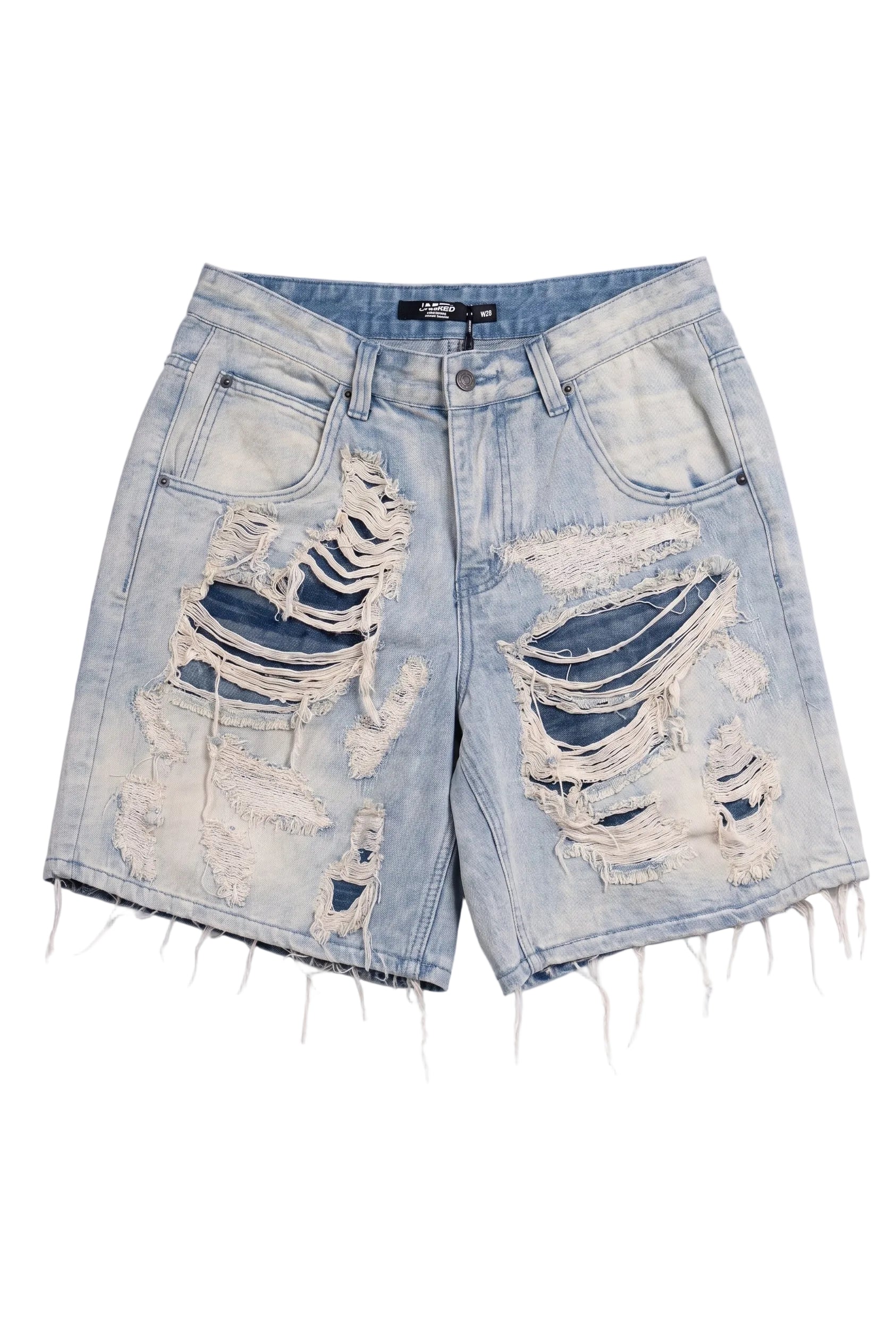 Light Wash Extreme Distressed Raw Hem Denim Shorts – Denim & Archives