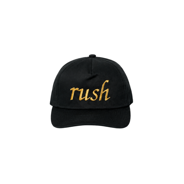 Black 'rush' Gold Lettering Flat Brim