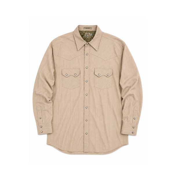 Maxidi Beige Western Long Sleeve Button Up