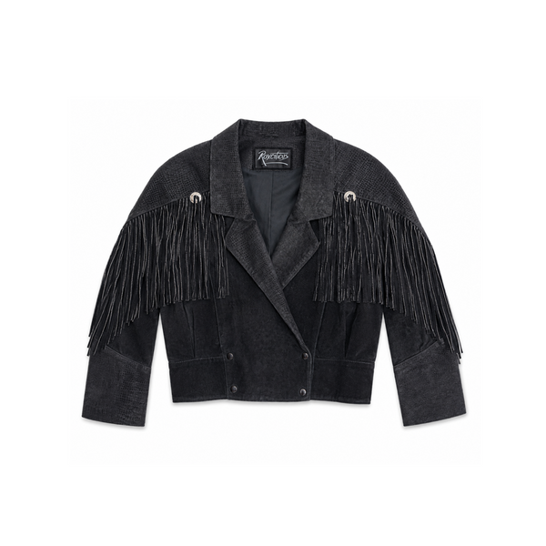 Vintage Roxciticus Cropped Black Fringe Jacket