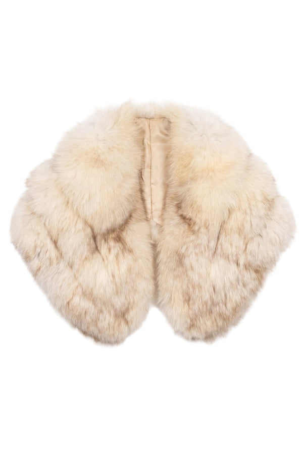 Vintage Ivory Fur Stole Shawl – Luxury Soft Fur