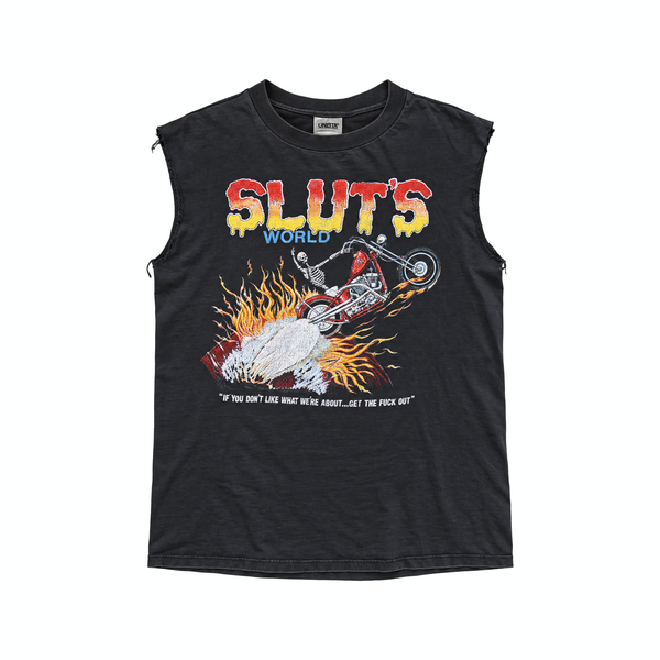 Vintage 'Slut's World' Graphic Muscle T-Shirt