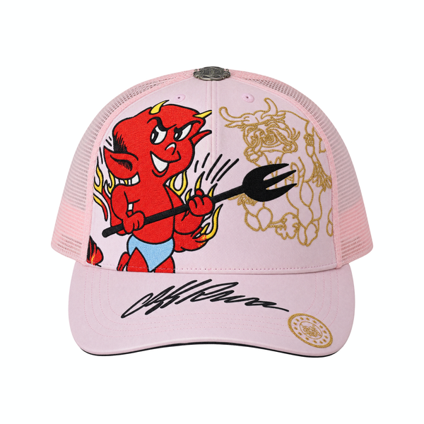 Vintage Cliff Raven Pink Japanese Tattoo Snapback Trucker Cap
