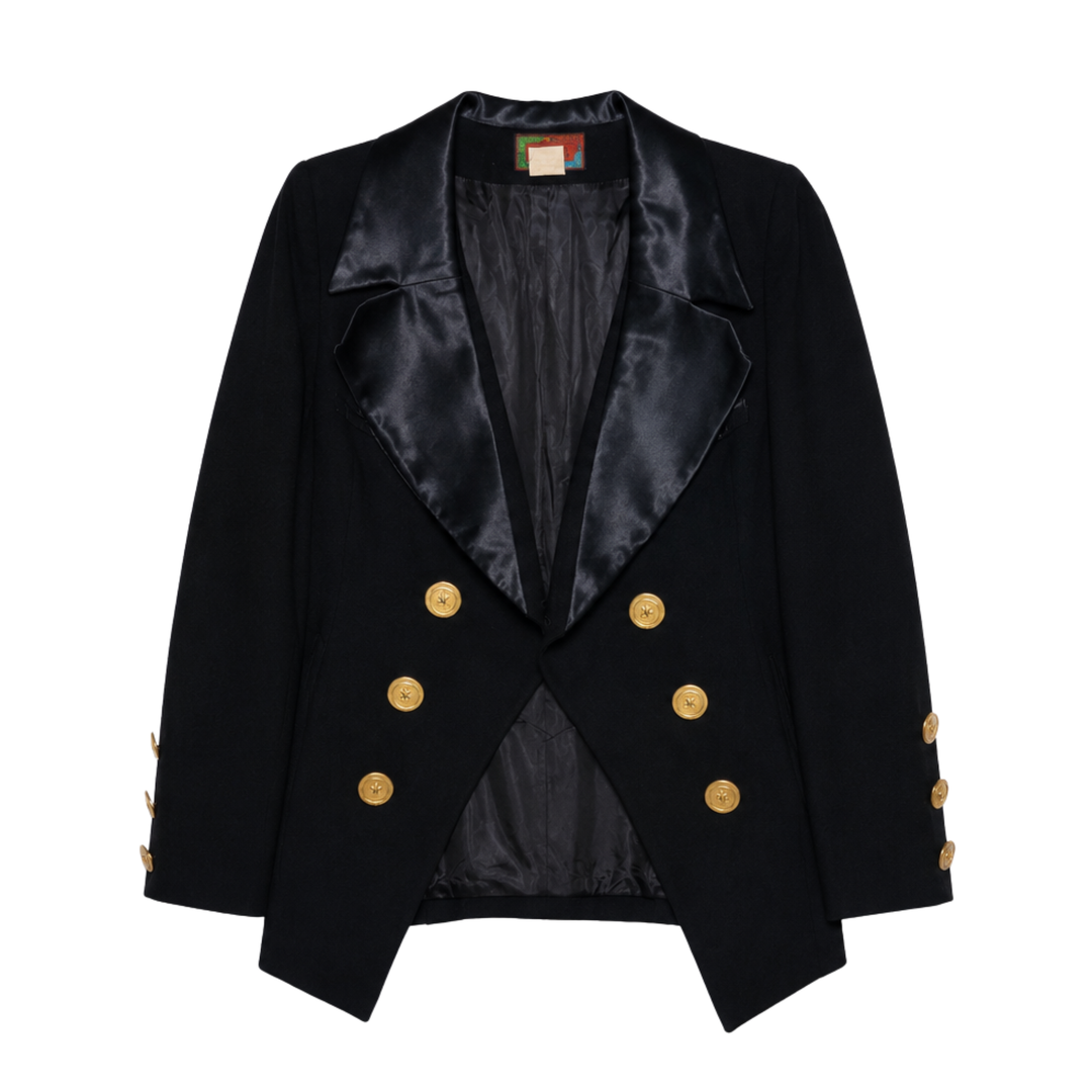 Vintage Kristina Popovitch Black Double-Breasted Blazer