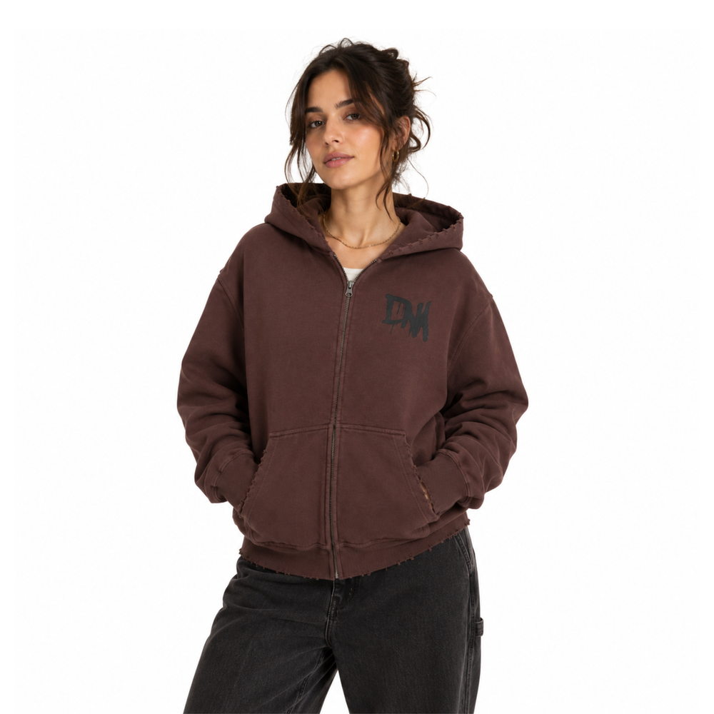 The Overspray Zip Up Hoodie - Tobacco Brown