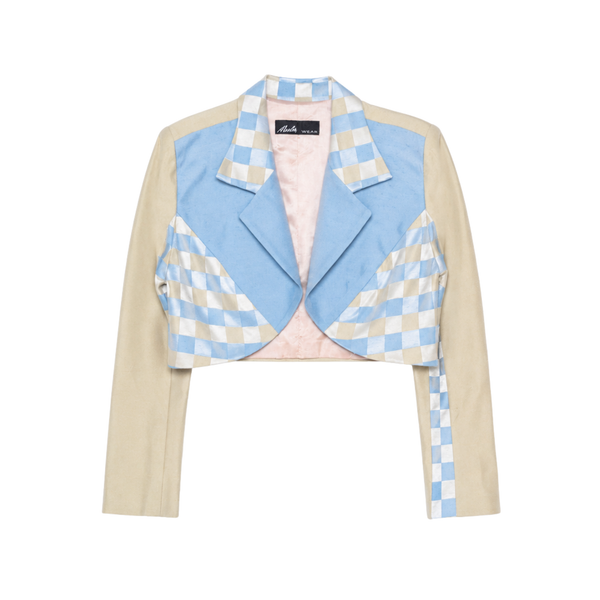 Vintage Marlon Wear Pastel Checkered Cropped Blazer Jacket