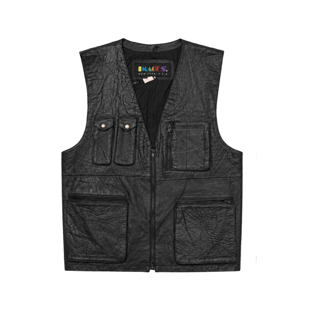 Vintage Images Black Leather Utility Vest