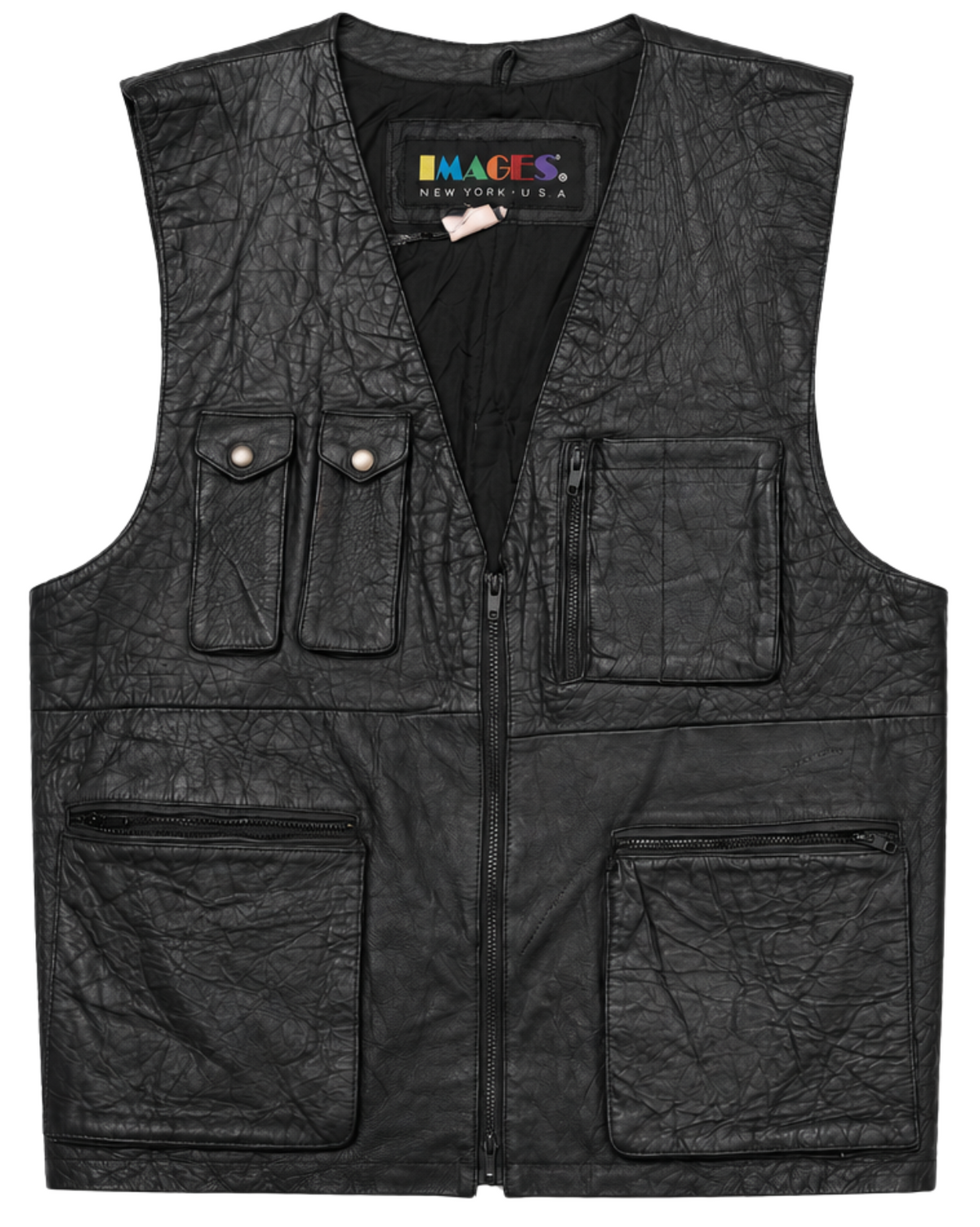 Vintage Images Black Leather Utility Vest