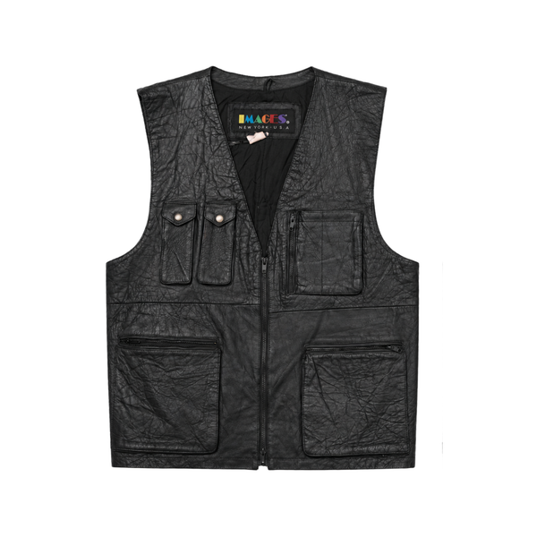 Vintage Images Black Leather Utility Vest