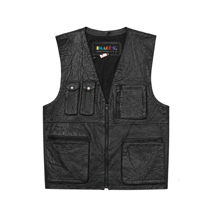 Vintage Images Black Leather Utility Vest