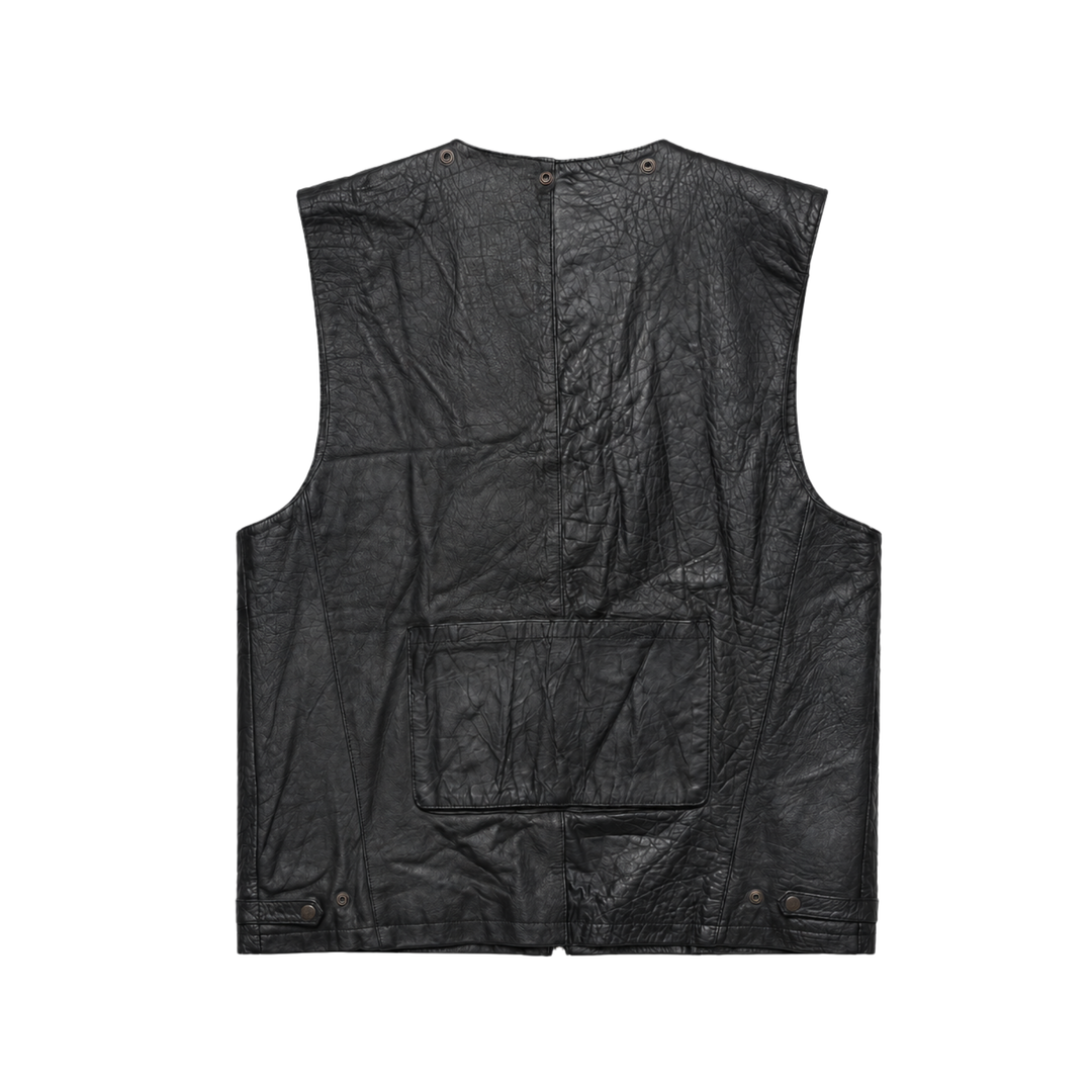 Vintage Images Black Leather Utility Vest