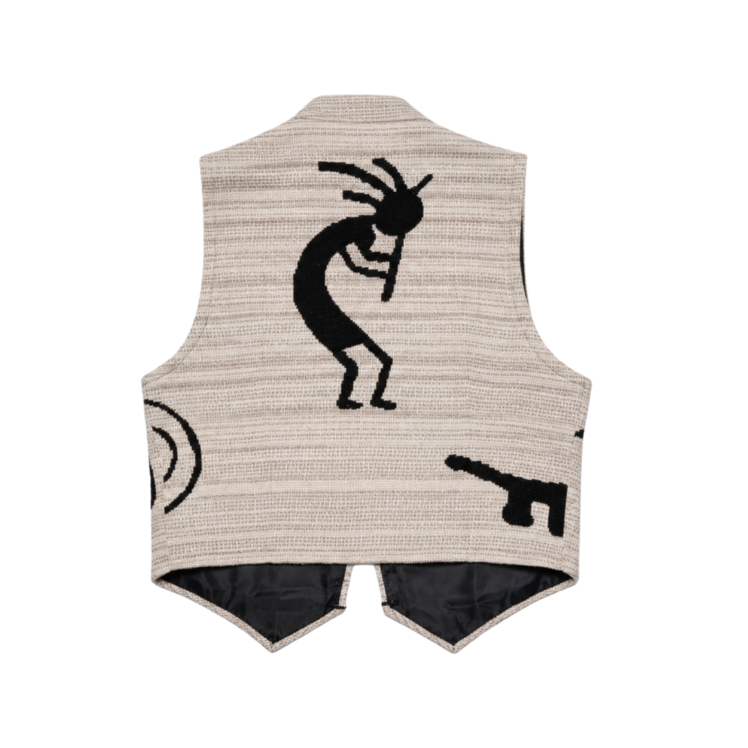 Vintage Southwestern Knit Tribal Pattern Statement Vest