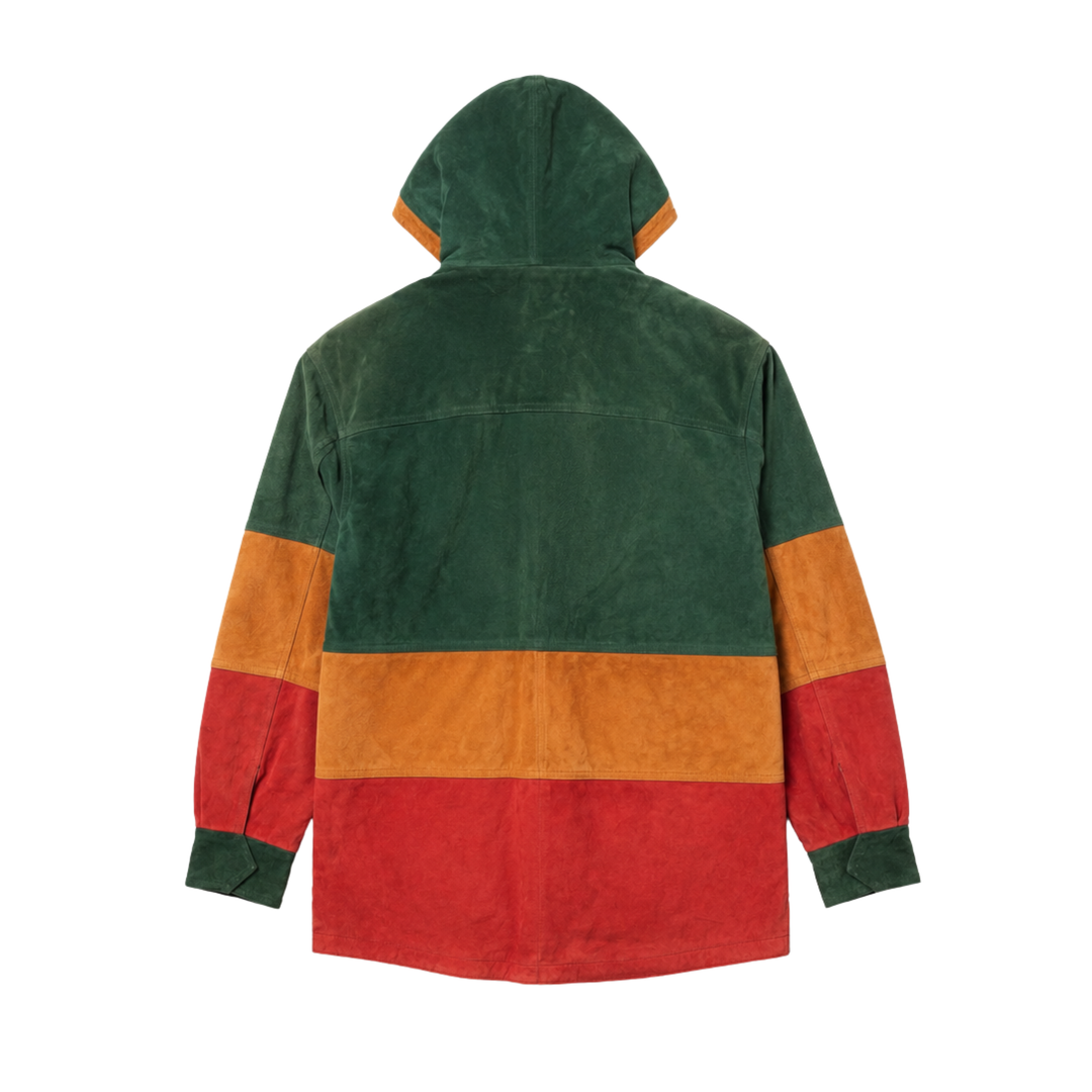 Vintage 90s Gitano Color Block Suede Hooded Jacket