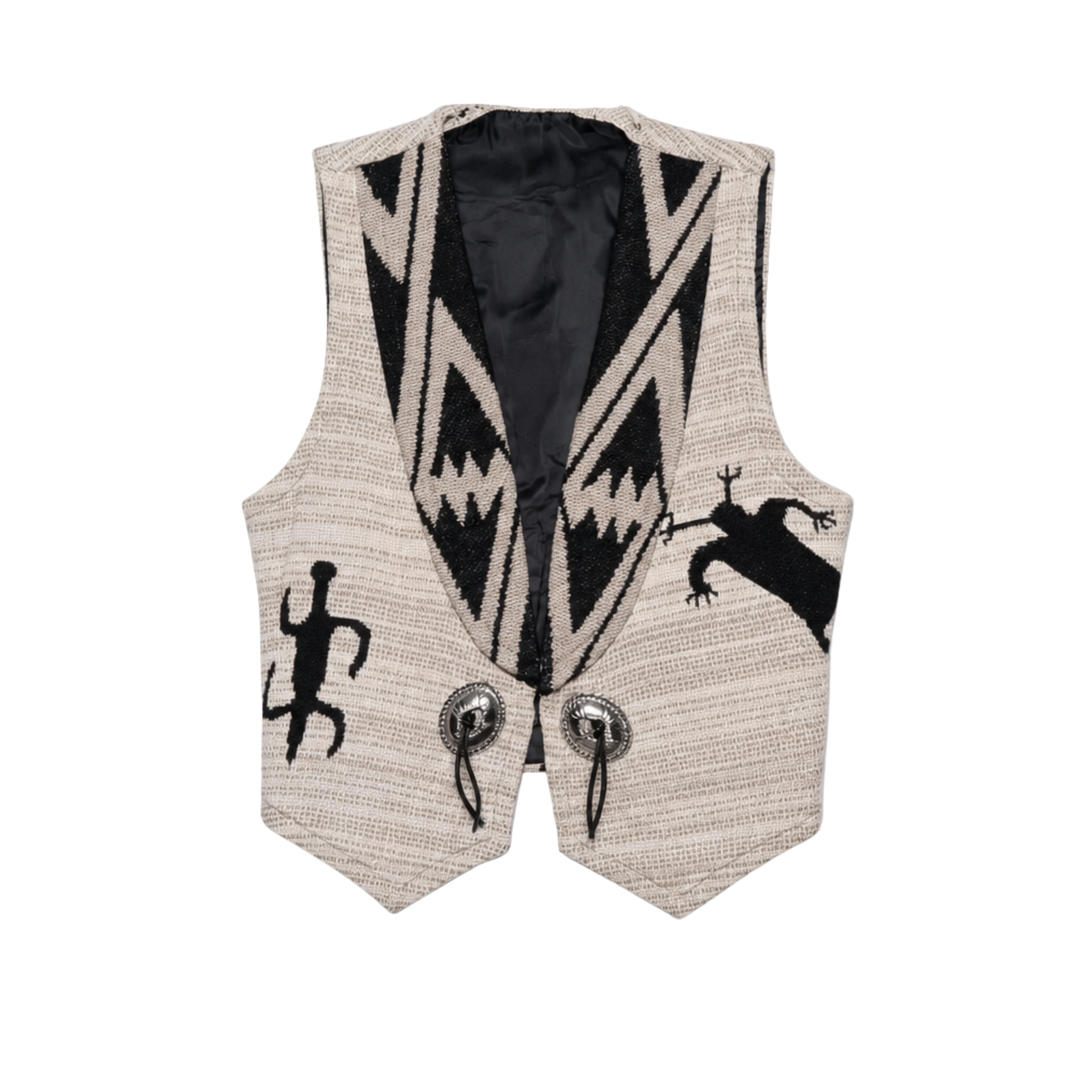 Vintage Southwestern Knit Tribal Pattern Statement Vest