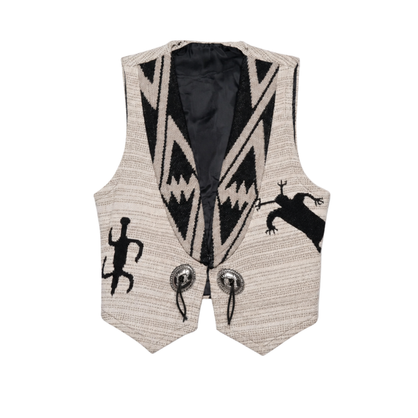 Vintage Southwestern Knit Tribal Pattern Statement Vest