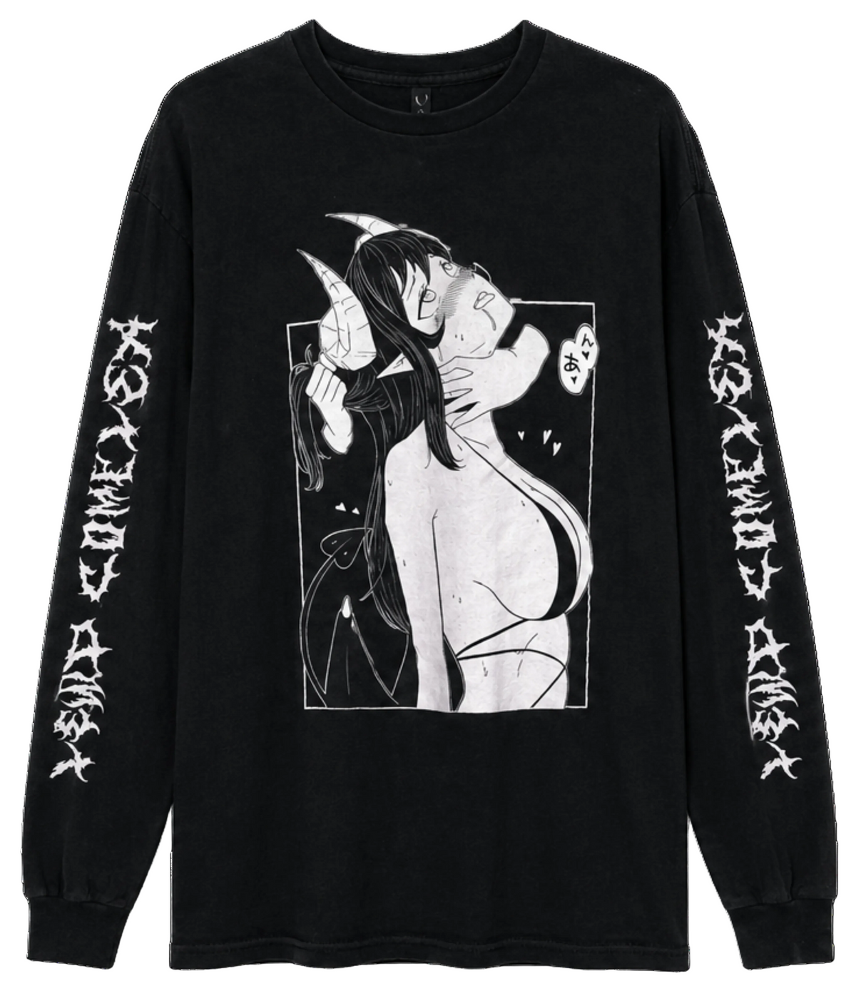 Black Anime Graphic Long Sleeve Tee