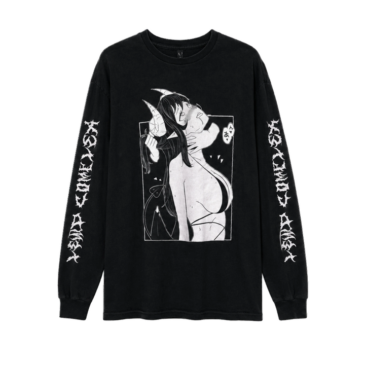 Black Anime Graphic Long Sleeve Tee