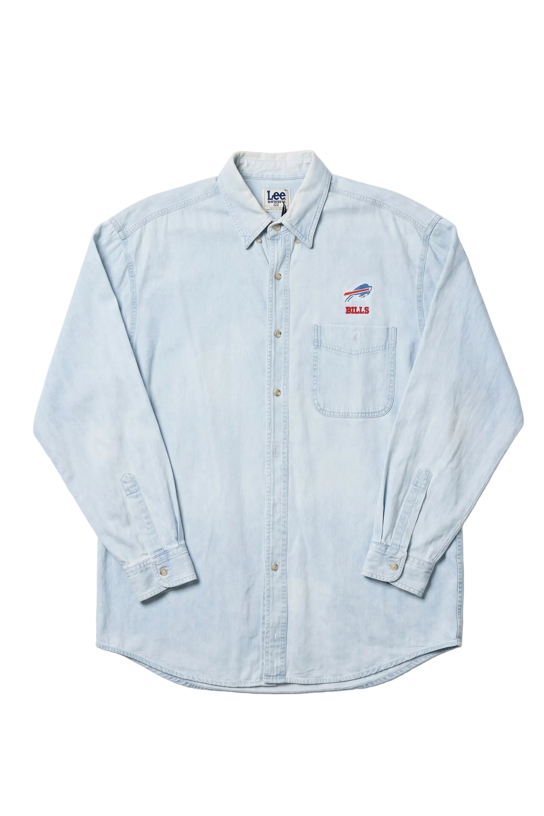 Vintage Lee Buffalo Bills Light Wash Denim Button Up