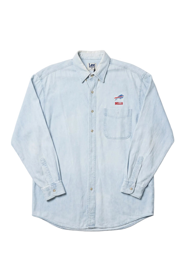 Vintage Lee Buffalo Bills Light Wash Denim Button Up