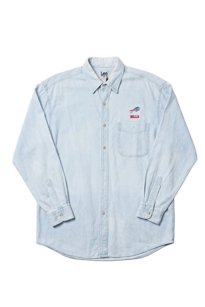 Vintage Lee Buffalo Bills Light Wash Denim Button Up