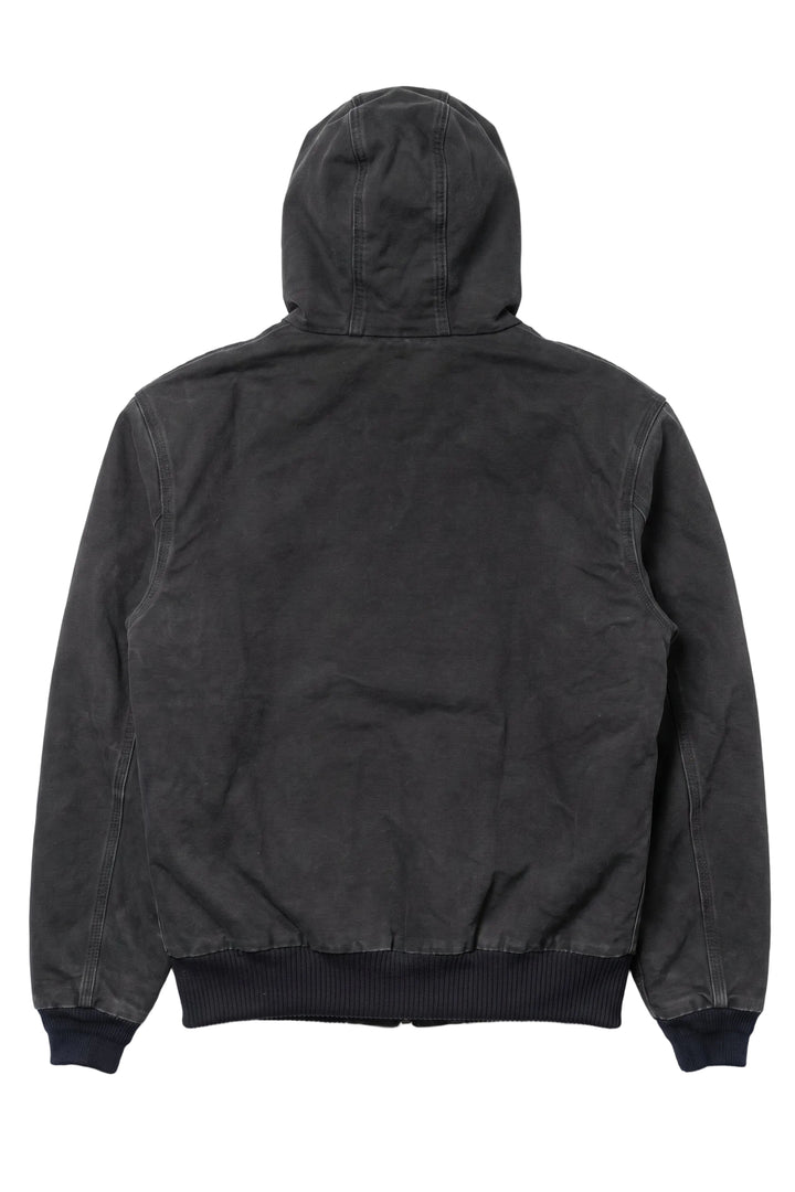 Black hooded jacket on a white background