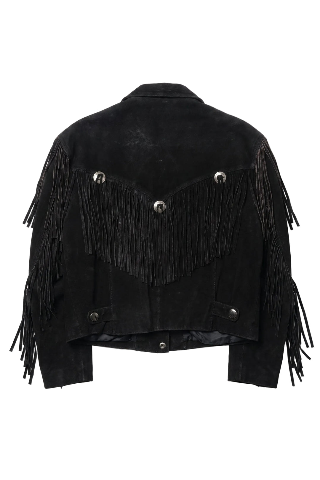 Bermans Black Fringe Leather Jacket