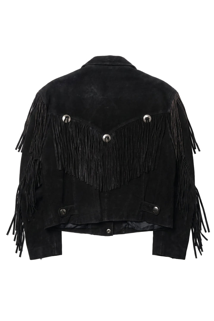 Bermans Black Fringe Leather Jacket