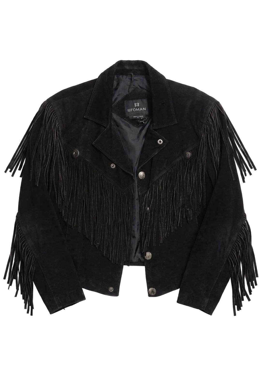 Bermans Black Fringe Leather Jacket