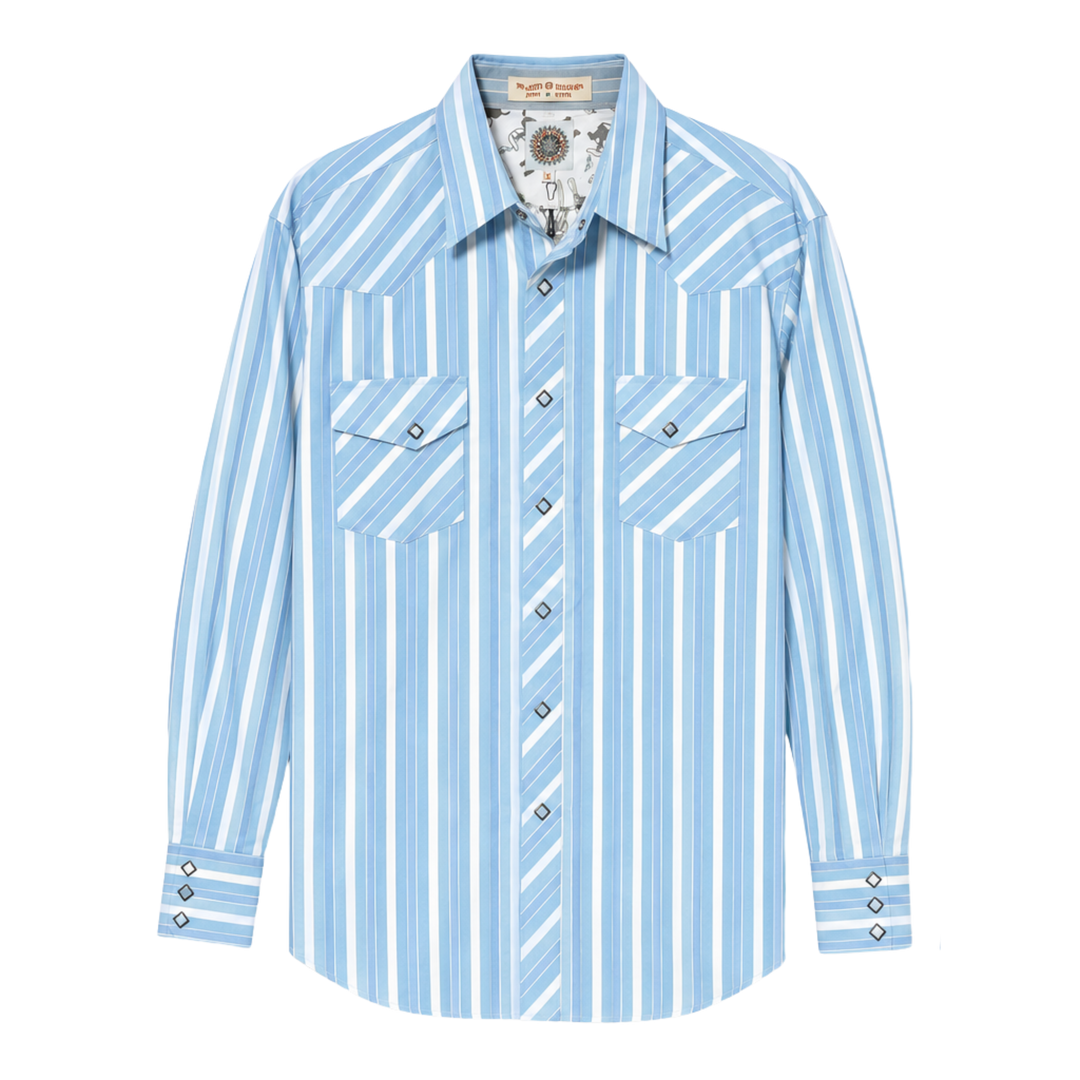 Maxidi Blue Western Long Sleeve Button Up