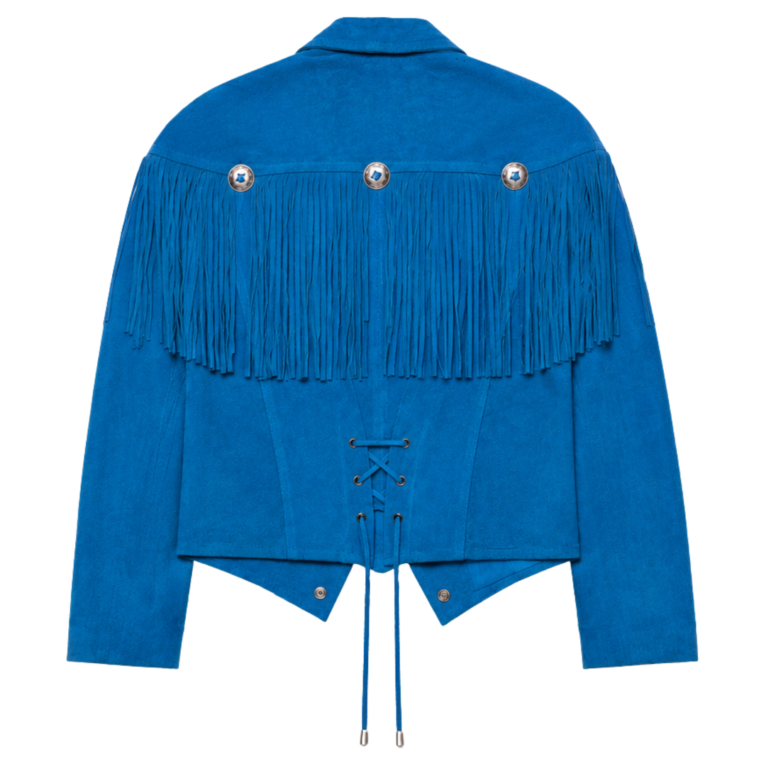 Vintage Rock Creek Electric Blue Fringe Western Jacket