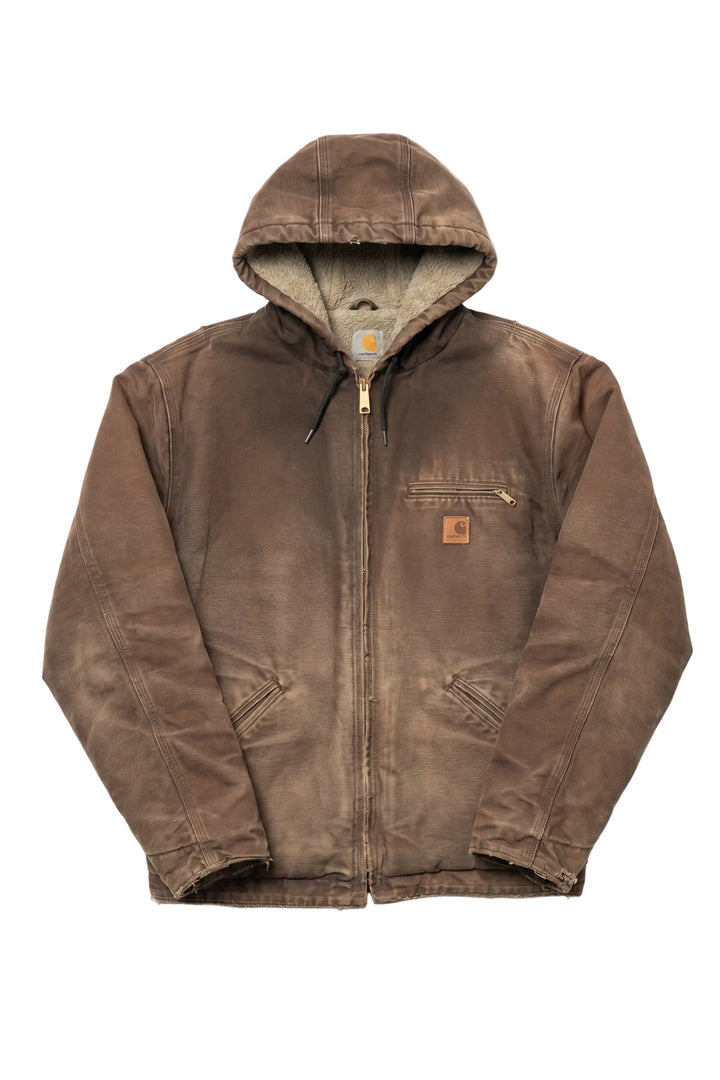 Vintage Carhartt Brown Sherpa-Lined Hooded Work Jacket