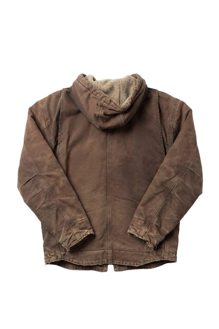 Brown hooded jacket on a white background