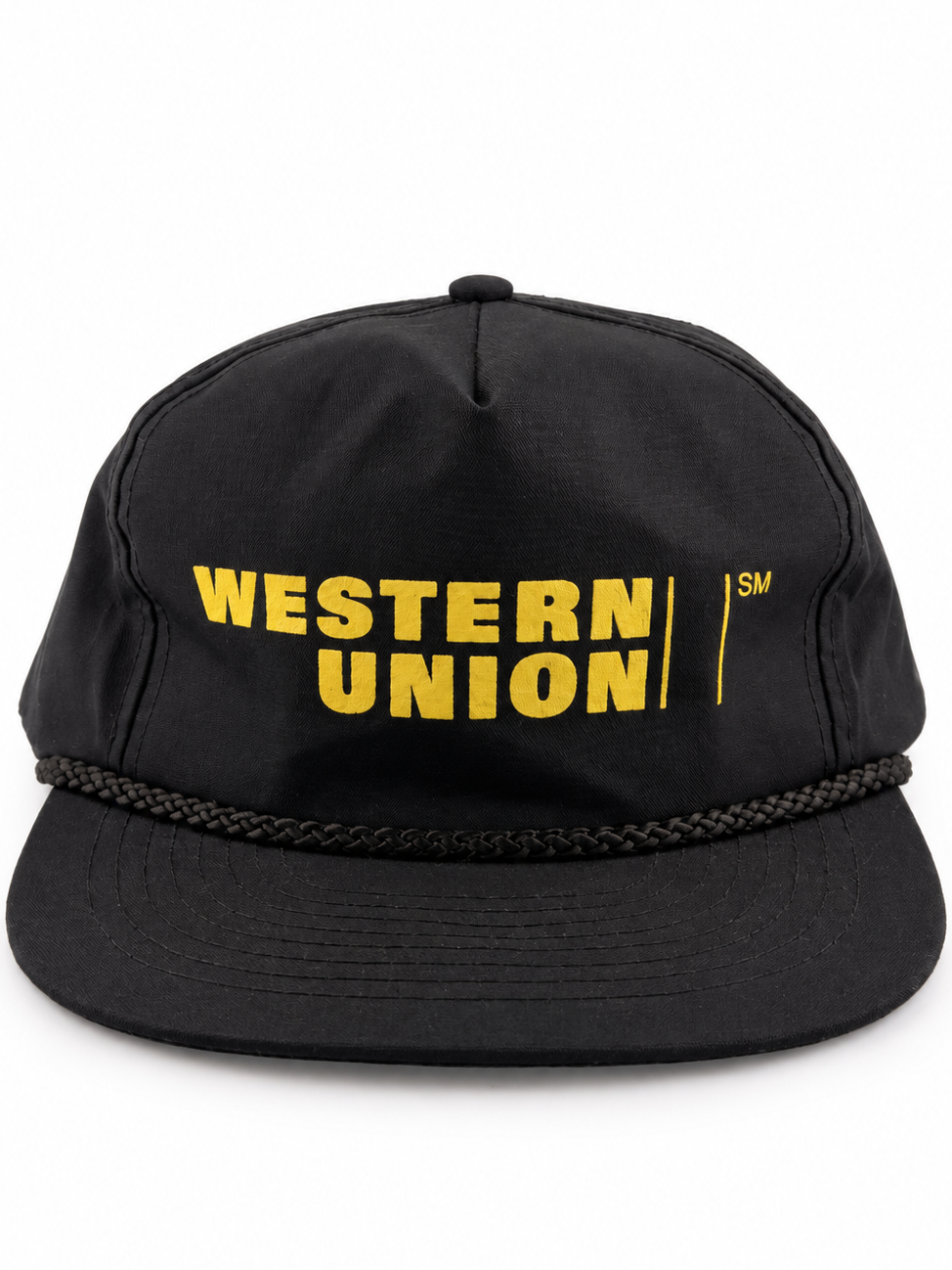 90s 'Western Union' Braided Cord Flat Brim Hat