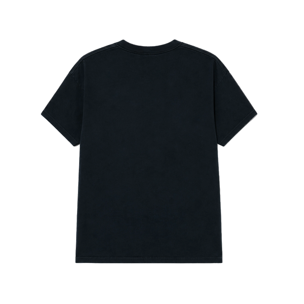 Black t-shirt on a white background