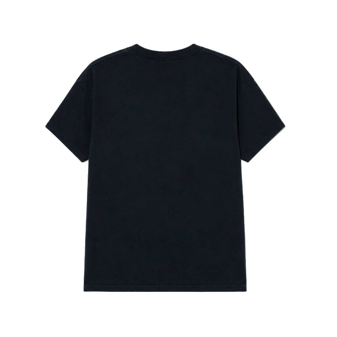 Black t-shirt on a white background