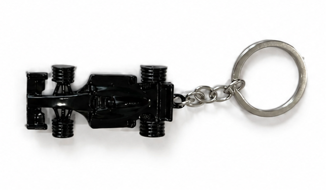 Black Metal Racing Car Keychain