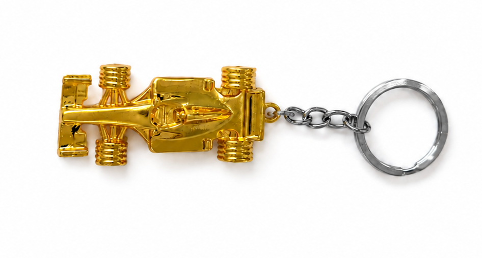 Gold Metal racing Car Keychain