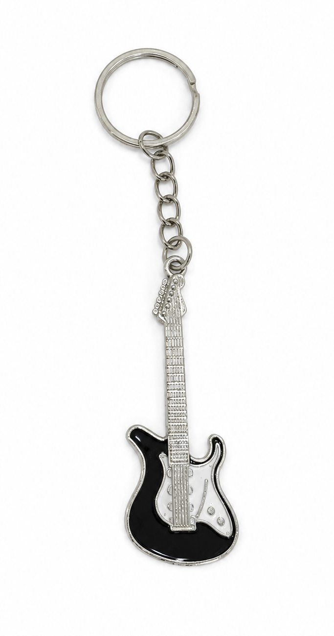 Black Electric Guitar Keychain