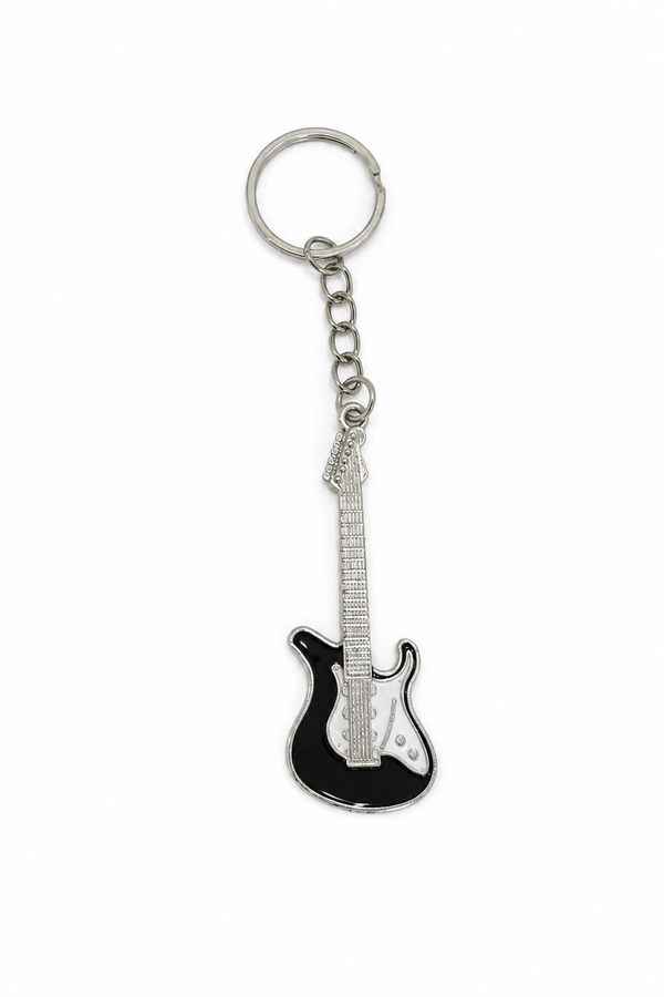Black Electric Guitar Keychain