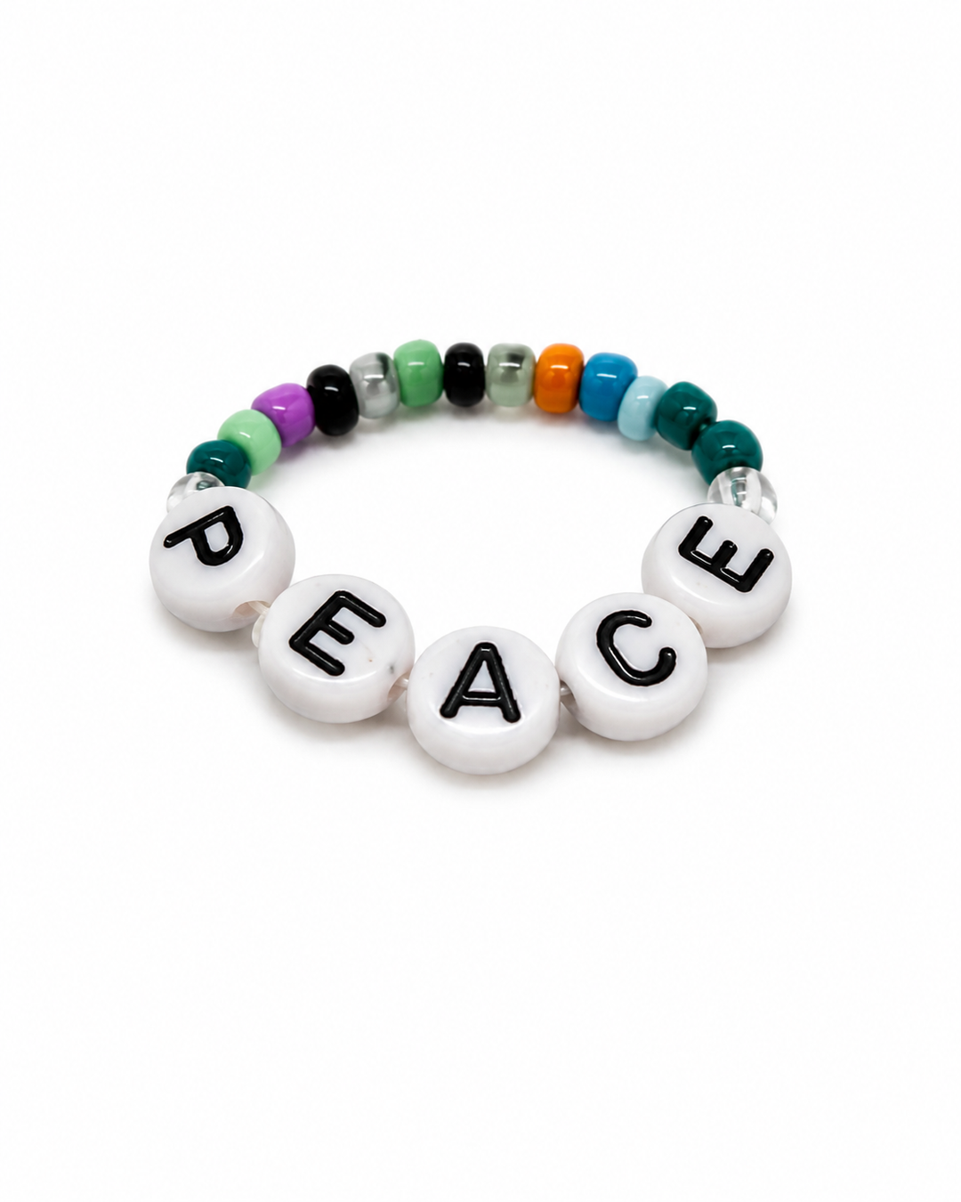 Multicolor Peace Letter Beaded Ring