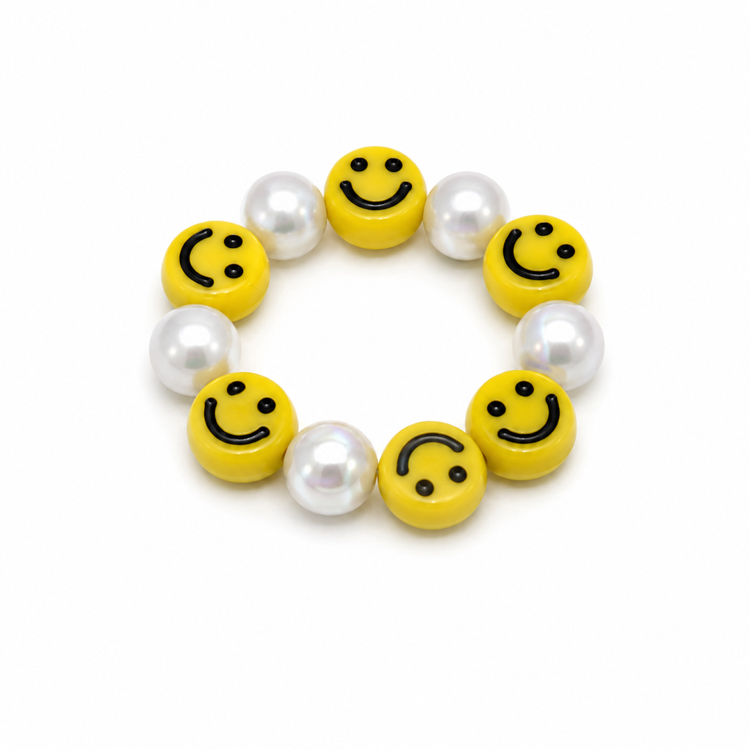 Pearl Happy Face Beaded Ring