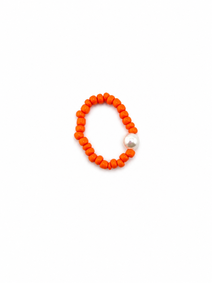 Orange &amp; Pearl Beaded Ring