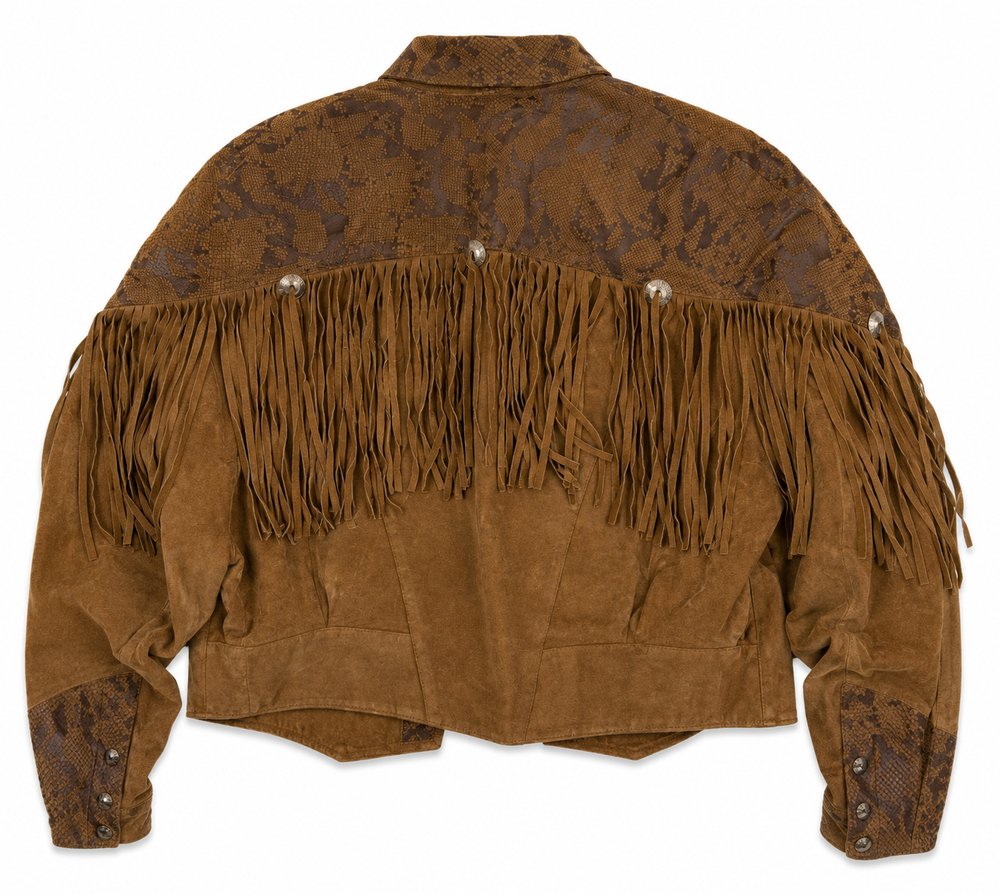Vintage G-III Brown Snake Skin Western Fringe Jacket